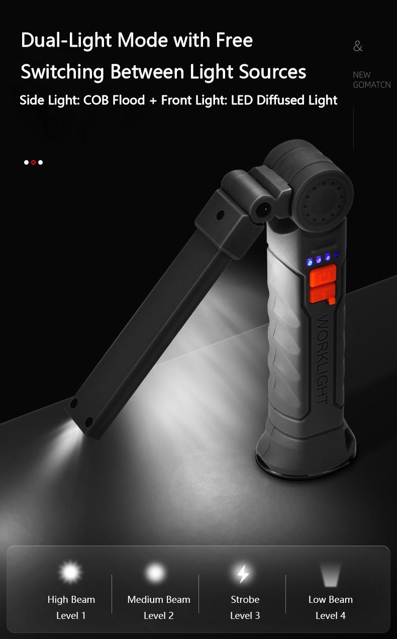 Rechargeable LED Work Light – Magnetic Base & Hanging Hook Tool Gift