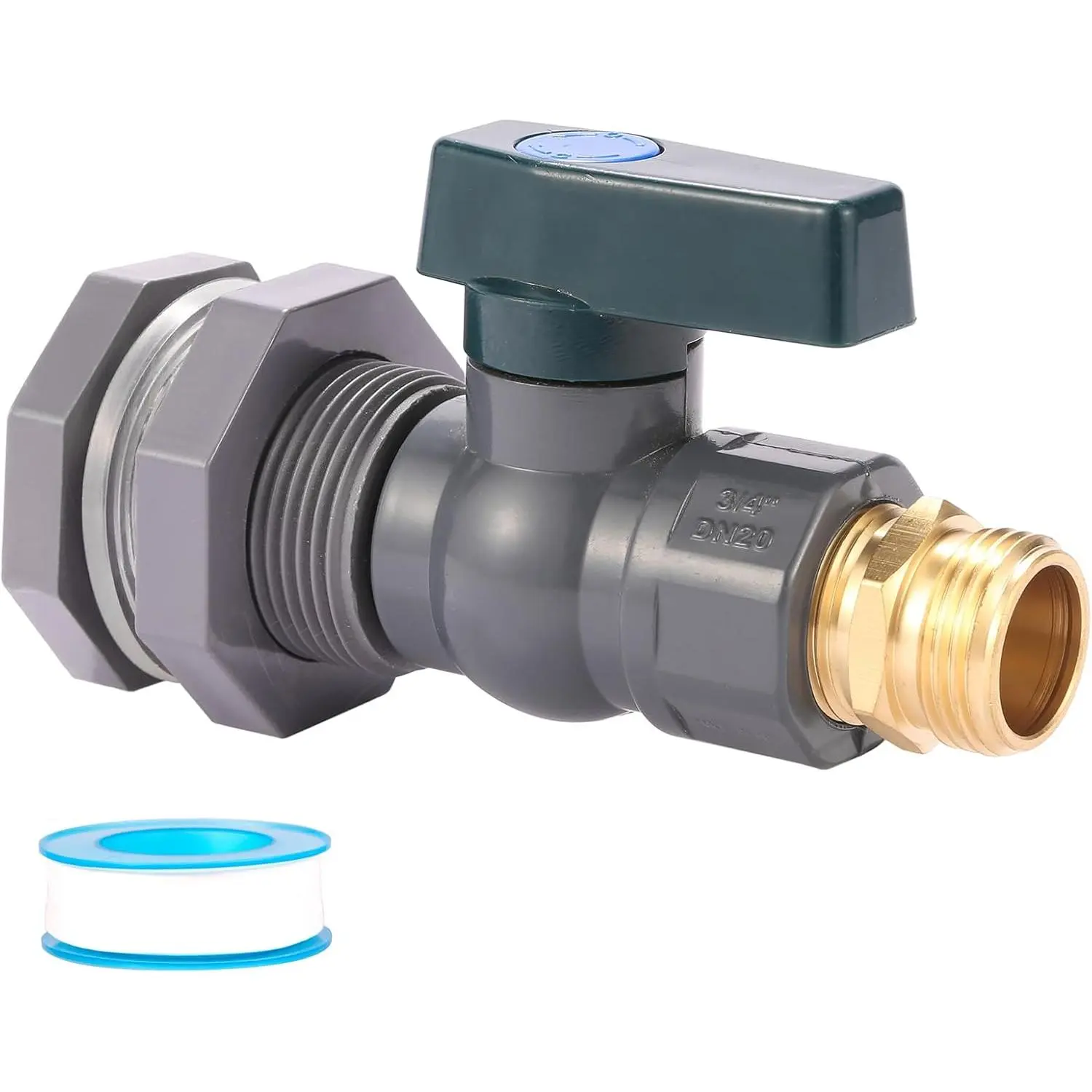 3/4 Inch Rain Barrel Spigot Kit with Bulkhead Fitting | Water Barrel PVC Garden Diverter Kit Hose Faucet Adapter for Water Tanks, Aquariums, Tubs, Pool, Garden Barrel