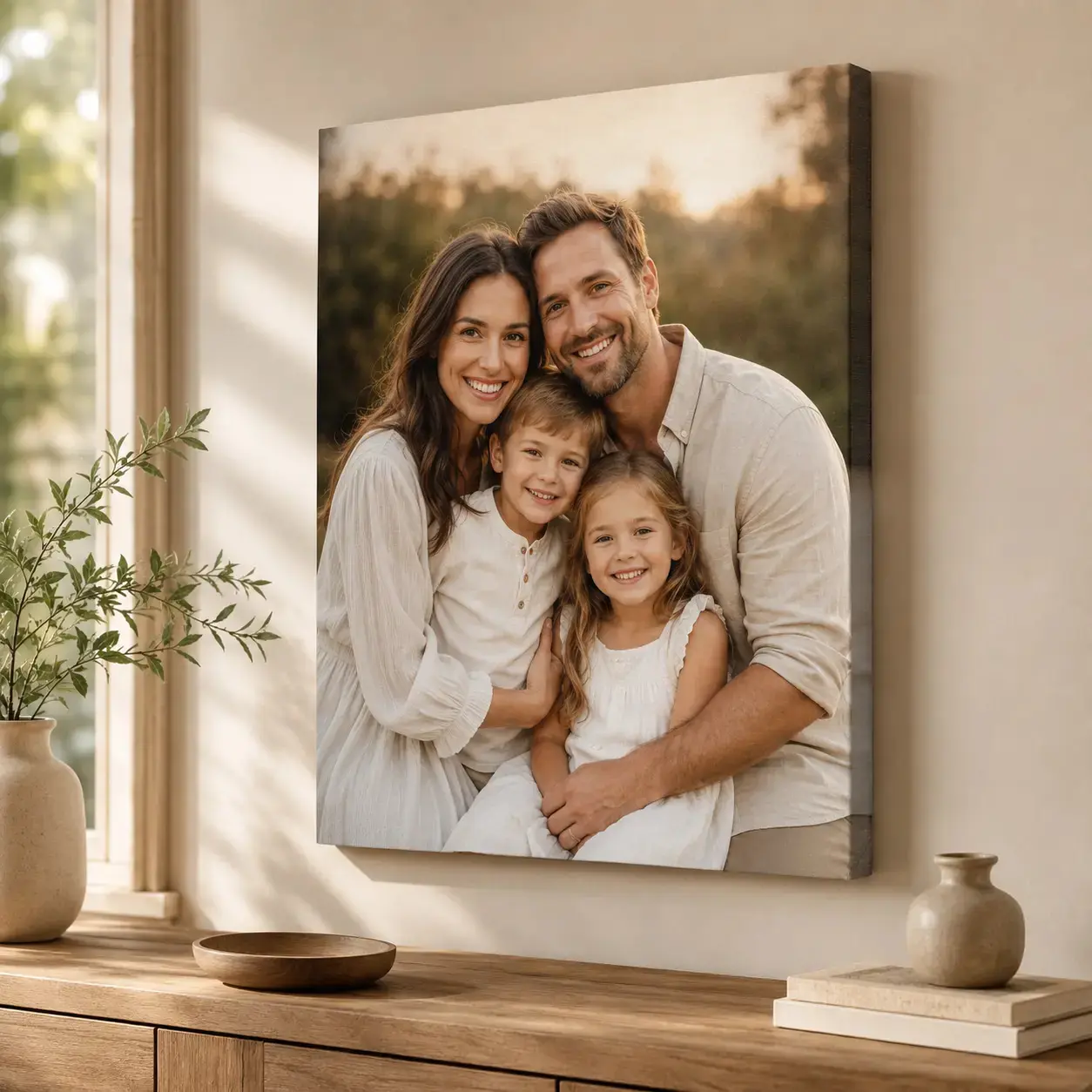 Personalized Family Photo Canvas Wall Art, Custom Picture Poster Print, Upload Your Photo Home Decor for Living Room Bedroom Entryway, Memory Gift for Parents Family Housewarming, Unframed Canvas Poster or Framed Canvas Wrap