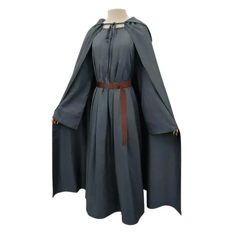 Adult Wizard Robe Set - Grey Gandalf Sorcerer Costume with Hat, Cape, Wig, Belt, Fantasy Game Anime Role-Playing Outfit for Men, S-XXL Halloween Cosplay Suit, Wizard Hat, Manufacturer Direct Sales, Ordinary Stage Costumes, All Seasons, Polyester, Clothes,