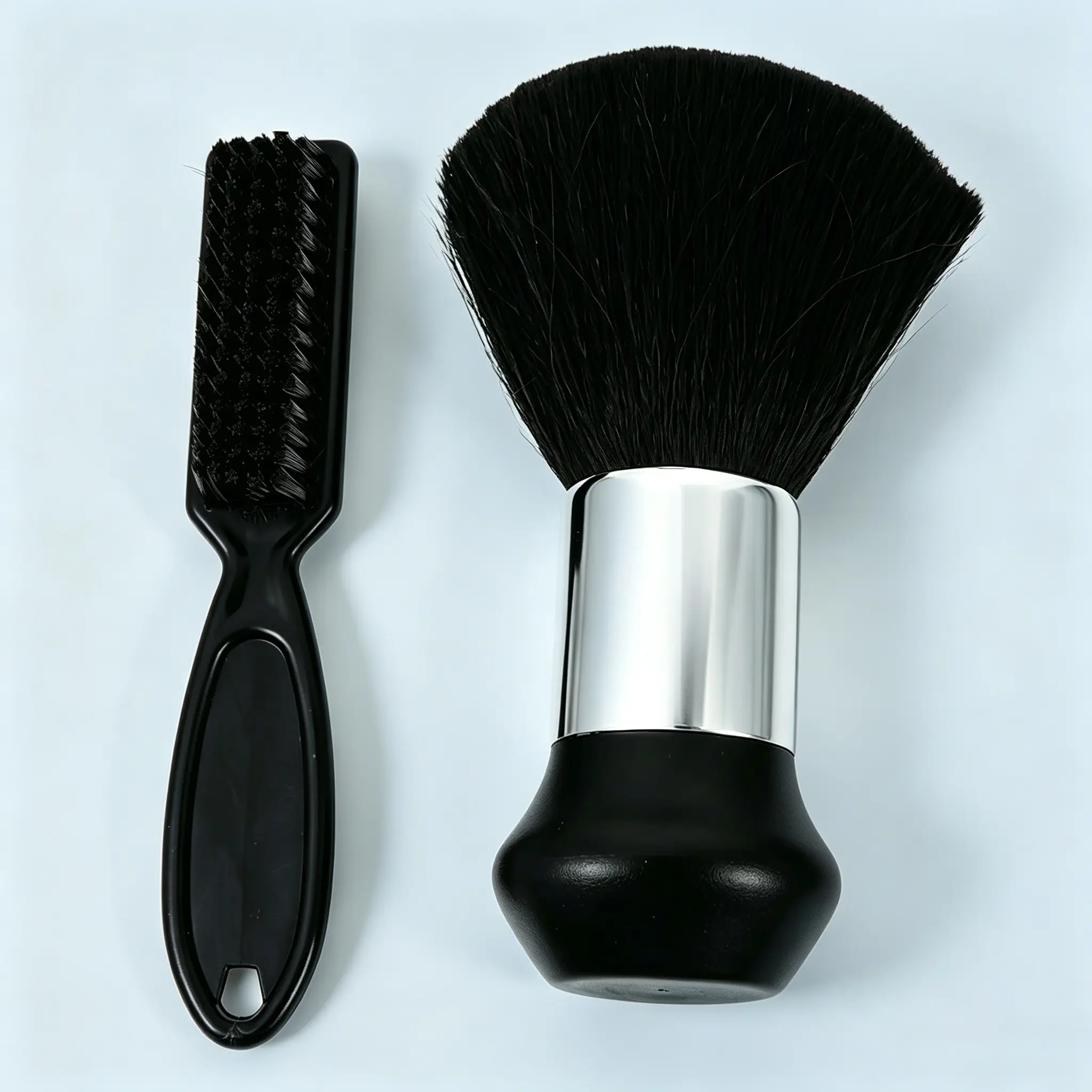 2-Piece Mini Size Neck Face Duster Brush Set for Men, Sensitive Skin-Friendly Barber Tool with Residue Removal, Lightweight Durable Brush for Trimmer Hair Clipper Fade Cleaning, Rinses Clean for Professional Grooming