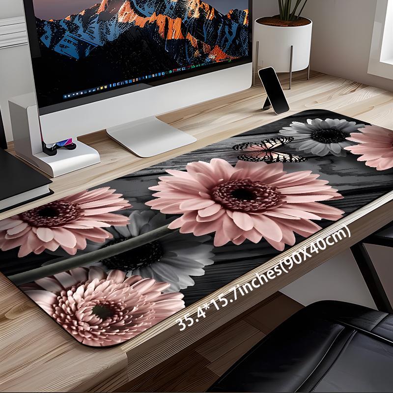 Vintage Sunflower & Butterfly Pattern Mouse Pad, Rectangle Gaming Mouse Pad, Non-slip Rubber Pad, Desktop Decoration Protective Pad for Home Office, Office Accessories, Gaming Mousepad