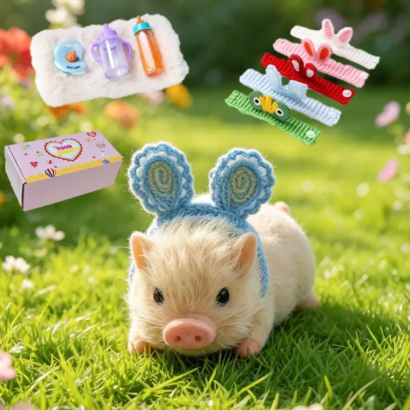 Reborn Toy Simulation Pet Pig Silicone Eco-Friendly Material Office Stress Relief Tool, Cute Piglet Doll for Playtime Soft Anxiety Fidgets, Kawaii Soft Squeeze