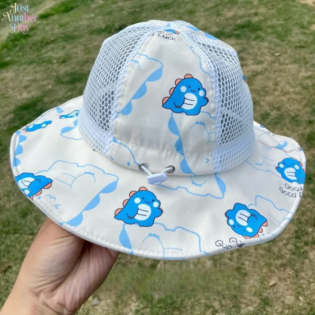 Cute Cartoon Dinosaur Kids Bucket Hat, Adjustable Wide Brim Sun Hat with Drawstring, Lightweight Toddler Outdoor UV Protection Cap