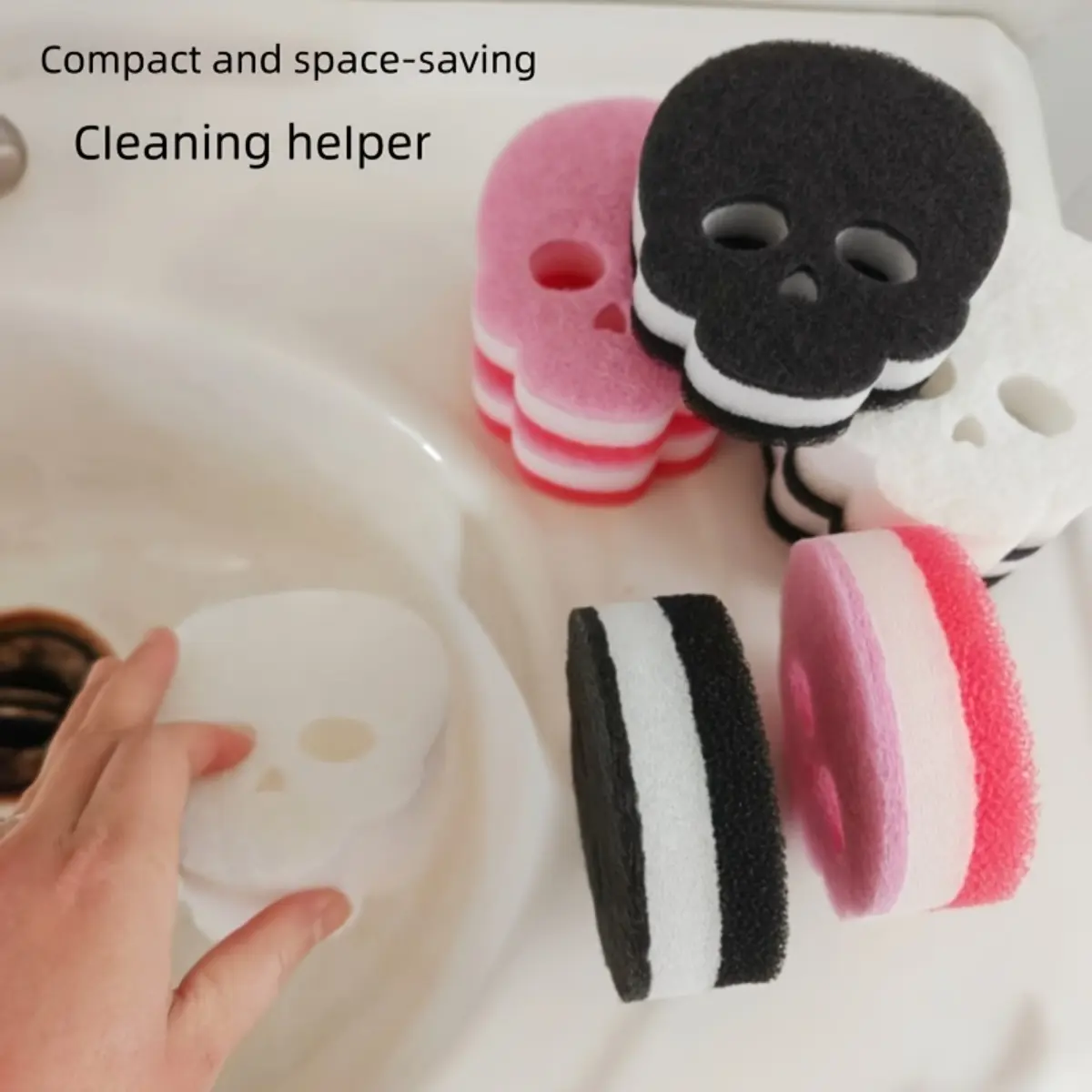 Premium 6-Piece Halloween Special Edition Scouring Pad, High-Quality Spooky Shaped Kitchen Cleaning Sponge, Non-Scratch Durable Heavy Duty Scrub Sponge for Dish and Pan, Festive Novelty Gift