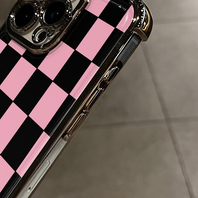 Checker board Pattern Four-corner drop-proof TPU phone case for iPhone 16 15 14 Pro Max 13 12 11 XR XS Plus shockproof full camera protection durable slim silicone case mobile phone case