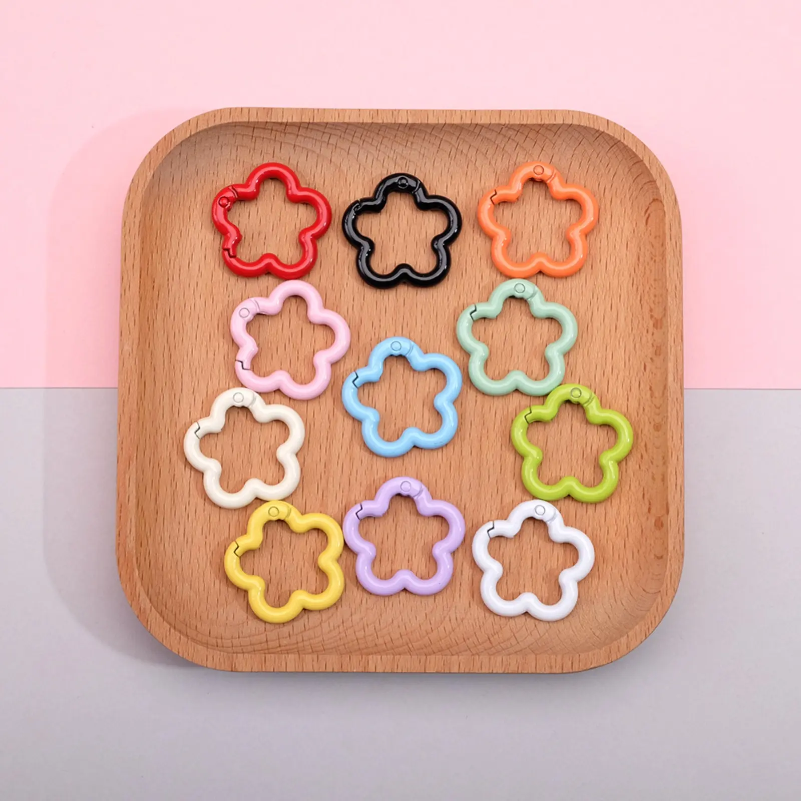 Trendy Flower Shape Acrylic Snap Clasp, Lightweight Spring Ring for DIY Handmade Charm Supplies, Connectors for Keychains & Bags