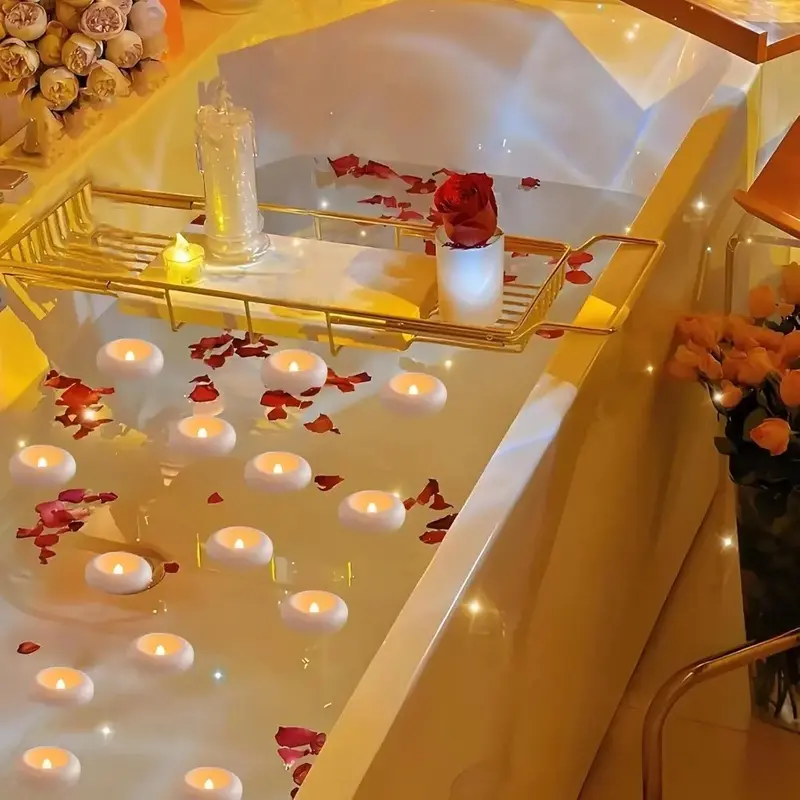 Upgraded 24/48Pack Flameless LED Floating Candles Battery Operated Waterproof Pool Lights For Bathtub, Wedding Centerpieces & Aquarium Decor, Dreamy Water Ambiance