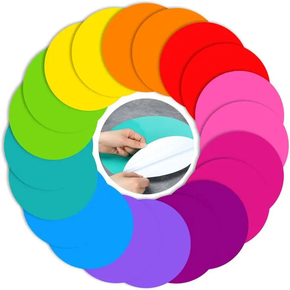 11" Synthetic Vinyl Dry Erase Adhesive Dots, 20-Count Colorful Removable Circle Stickers, Easy-Erase for Flat Surfaces, Reusable for Teachers & Students (Office/School Stationery)