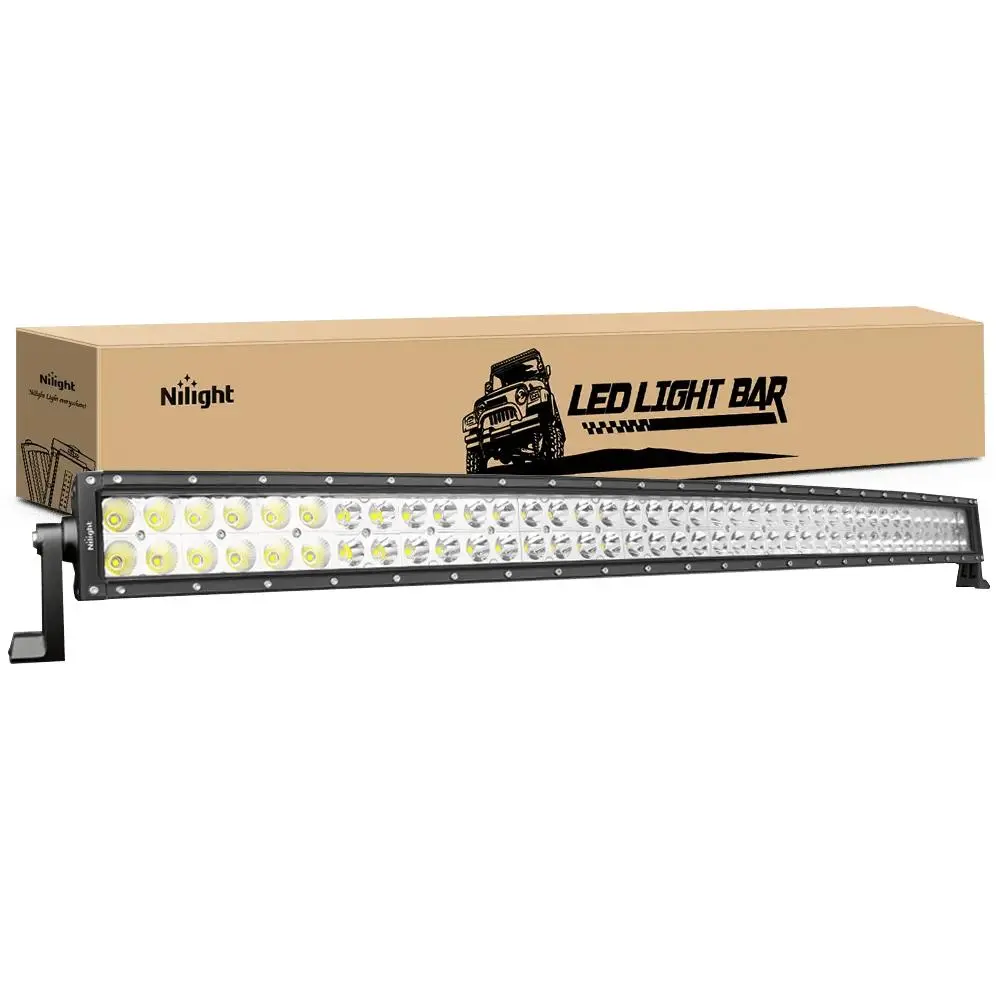 Nilight 42-Inch 240W Double Row Curved Combo Beam LED Light Bar - Offroad Lights with Aluminum Alloy Die-Cast Body, Better Heat Dissipation, Bright White Illumination, Broad View Area for Automotive & Motorcycle Use