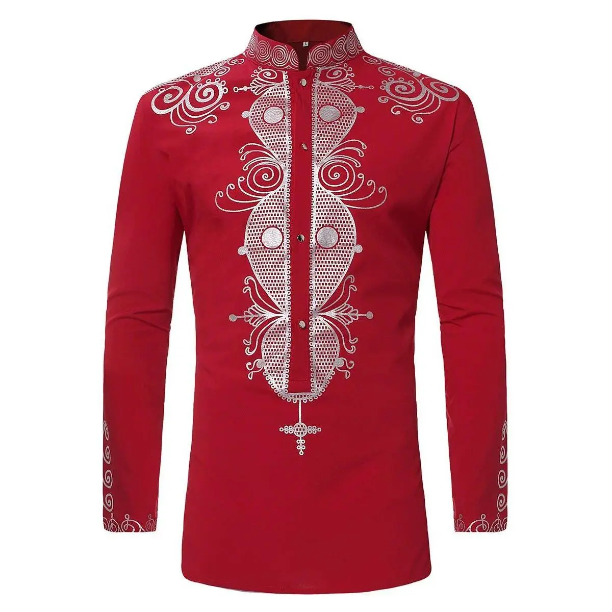 African Clothes for Men Dashiki Summer African Men Long Sleeve Polyester Printing Shirts African Men Tops