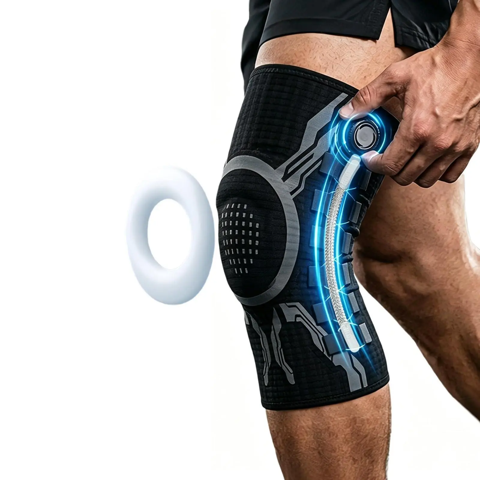 Knob Knee Brace for Pain Relief, Knee Support with Patella Gel Pad & Side Stabilizers, Compression Knee Sleeve for Workout, Arthritis, Joint Pain, Meniscus Tear`