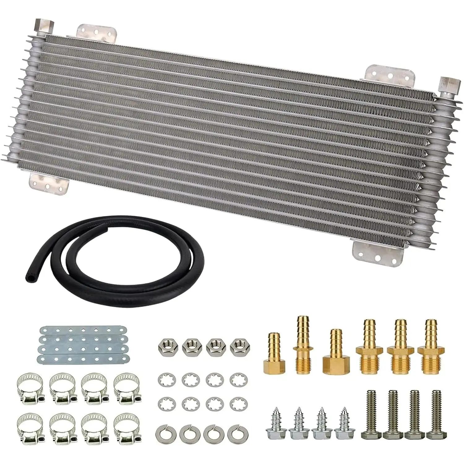 40k transmission oil cooler kit, low pressure drop transmission cooler, compatible with heavy-duty 40,000 vehicles, includes installation accessories