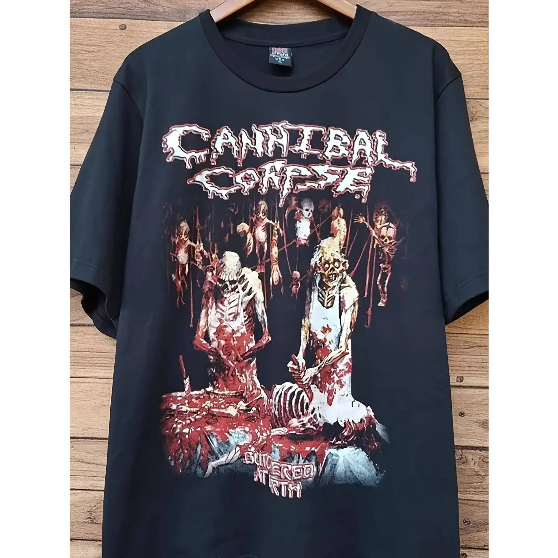 Men's Cannibal Corpse Album Cotton Garment T-Shirt - Short Sleeve Menswear, Iconic Logo Print, Simple Casual Round Neck, Machine Washable Year-Round Wear (Black) for Fans