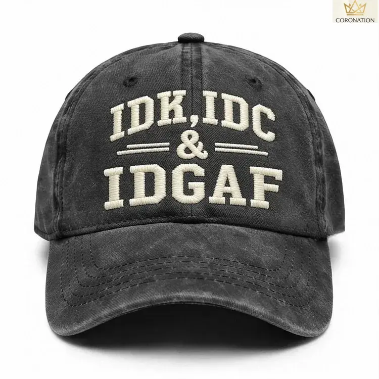 IDK IDC IDGAF Embroidered Baseball Cap, Y2K Aesthetic Streetwear Hat for Women Men, Funny Slogan Dad Hat with Adjustable Strap, Soft Breathable Cotton Unisex Casual Cap for Daily Wear, Outdoor Activities, Travel & Gift Ideas