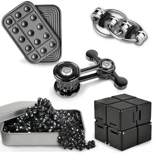 5 Pcs Fidget Toys for Adults & Teens Magnetic Putty Beads Cool Gadgets Slider Metal Fidgets Spinners Cube Office Desk Sensory Toy for Autism ADHD Stress Relief Set Anxiety Items Gift for Teen Boysfidget toys
