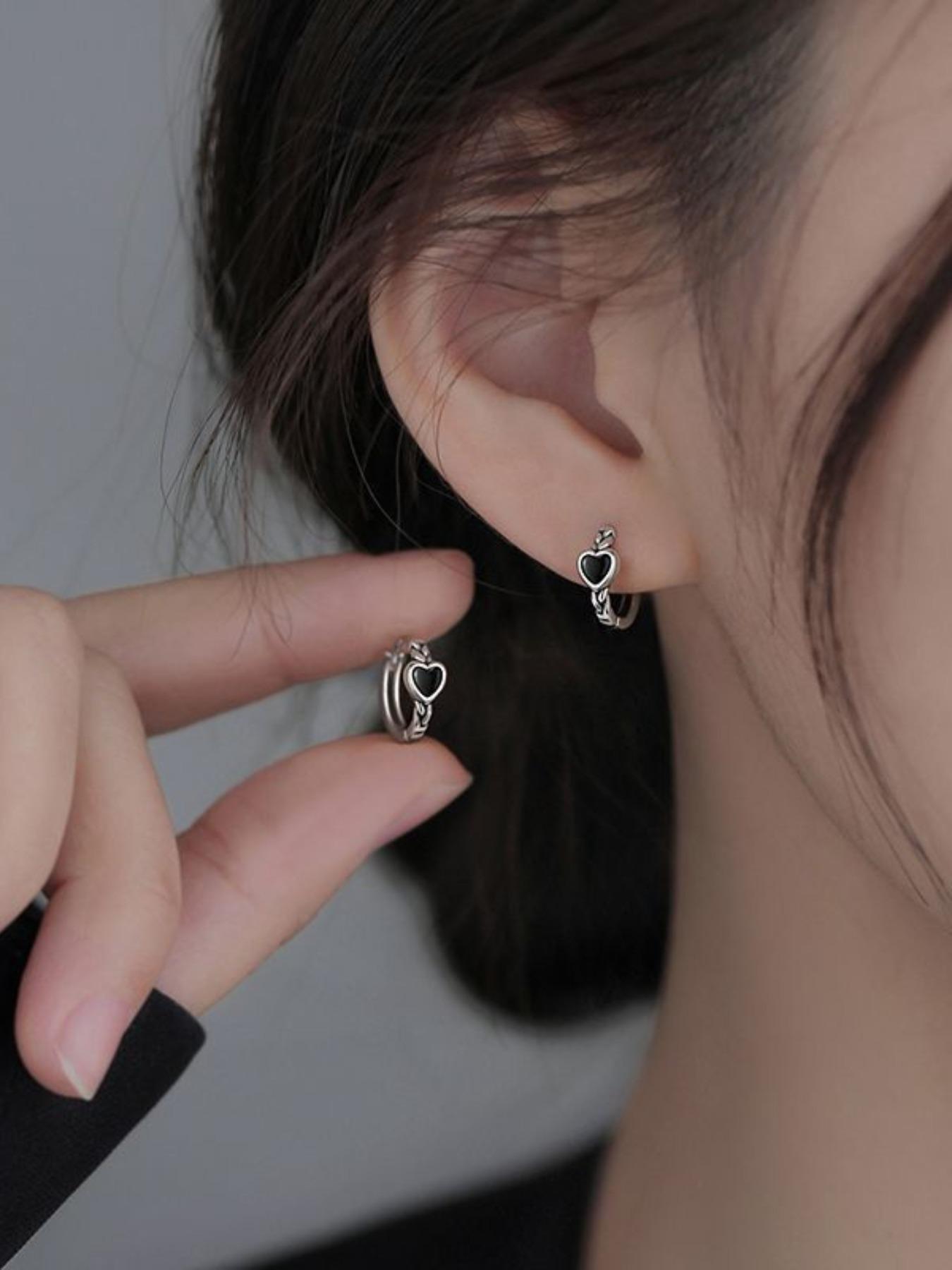 Women's Plain Color Heart Shaped Earrings Hoop Earrings, Ear Hoops, Copper Earrings, Elegant Minimalist Earrings, Fashionable Clean Girl Accessories Jewelry for Women for Daily & Party Decoration Earrings for Women