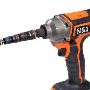 Klein Tools 32933 Klein Tools 32933 Impact Driver, SAE 7-in-1 Impact Rated Socket Set, 3 Flip Sockets with 6 Hex Driver Sizes and 1/4-Inch Bit Holder, 5-Inch Shaft