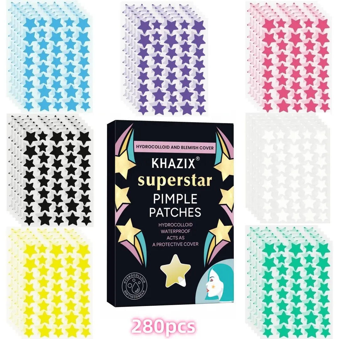 280 Pieces Shiny Star Design Acne Patches, Pimple Stickers, Acne Spot Stickers, Ultra-Thin Invisible Coverage, Lightweight, Gentle Blemish Concealer, Unisex Trendy Decor Stickers