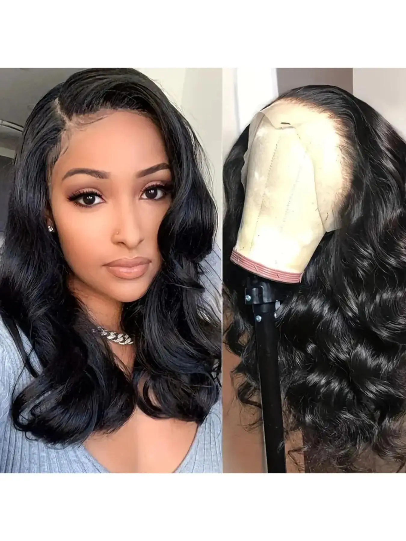 Medium Length Body Wave Wig, Non Adhesive and Wear-Resistant, Handmade Crochet Wig, Perfect for Daily Use, All Seasons