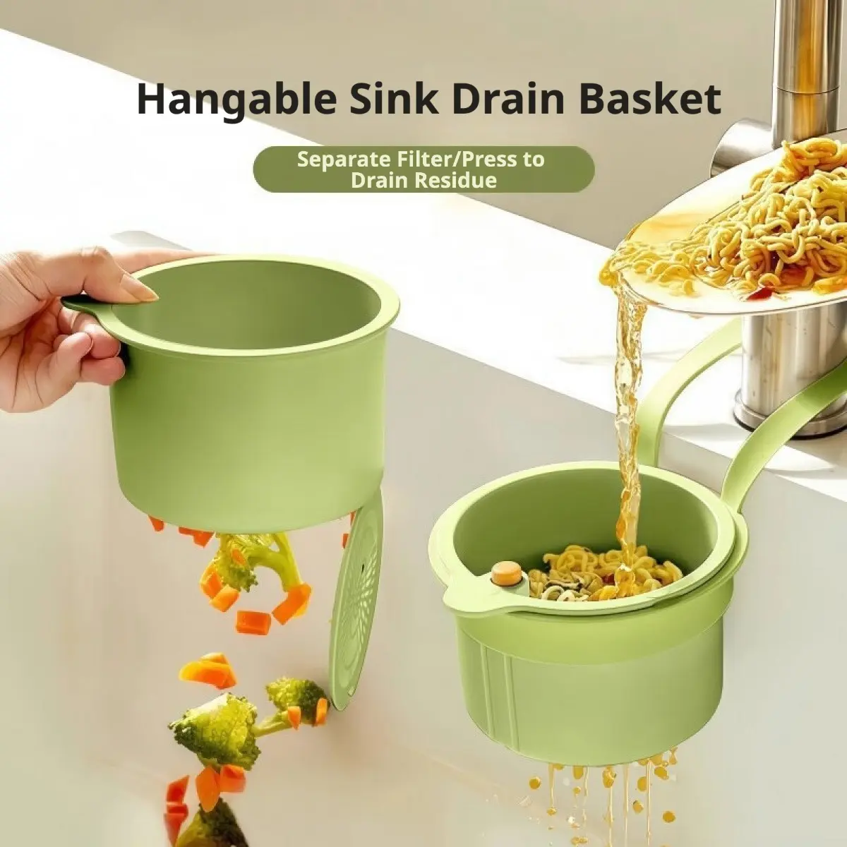 Hanging Sink Draining Basket Household Kitchen Sink Separator Food Residue Filter Basket Fruit Washing Filter Basket