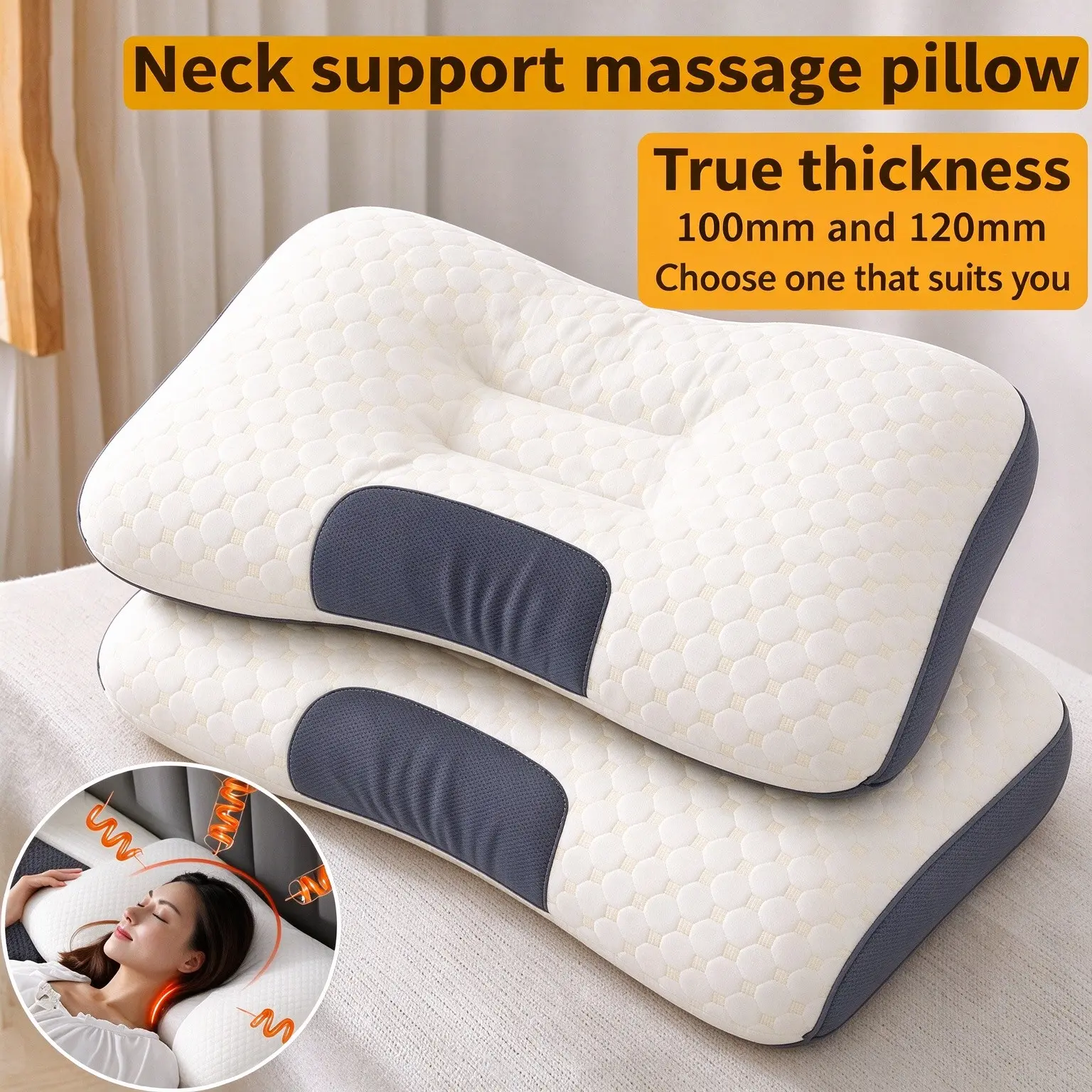 Deep Sleep Neck Pillow, Cervical Support, Ultra-Fine Fiber, Down Alternative, Ergonomic, Side Sleeper Friendly, Stable Support, Breathable Bed Accessory