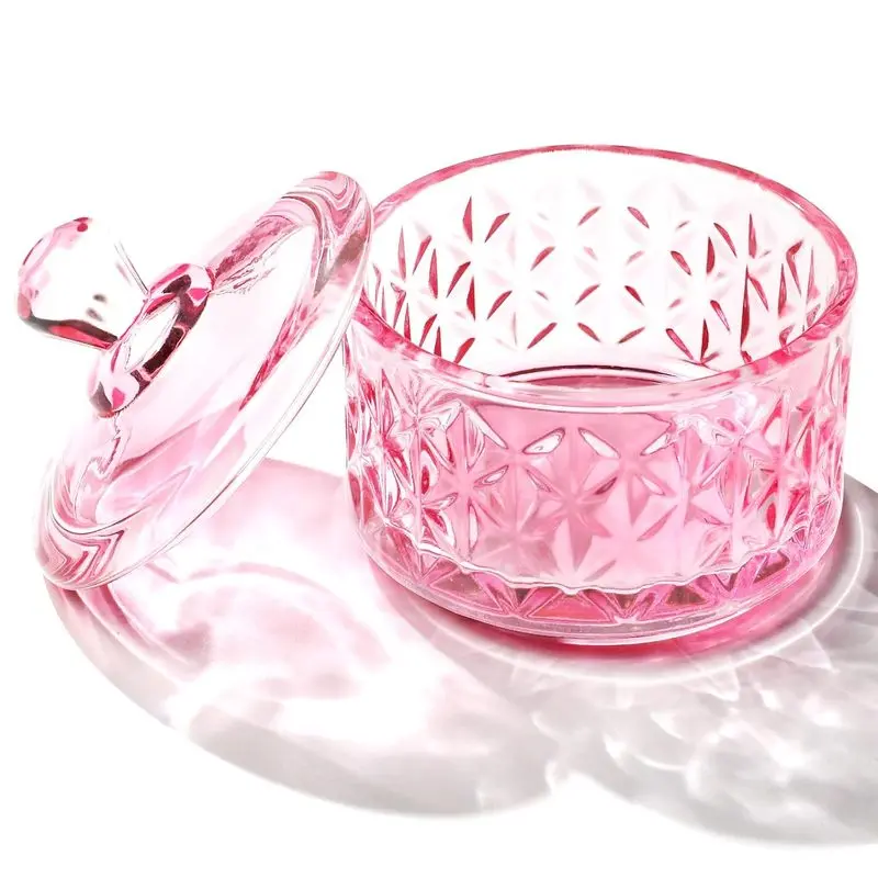 Outdoor activitiesOutdoor Activities Glass Nail Dappen Dish with Lid, 100ml Large Cup for Holding Acrylic Liquid and Powder, Pink