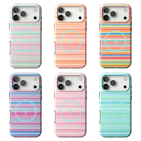 MNBVCX Retro Summer Mood stripe pattern, sturdy, protective, Magsafe Compatible, suitable for iPhone 17/16/15/14/13/12 Pro Max/Plus/Pro, simple and stylish phone case, perfect gift, Fashion Summer Phone Case |   Designed for Party, Beach, Pool & Outdoor