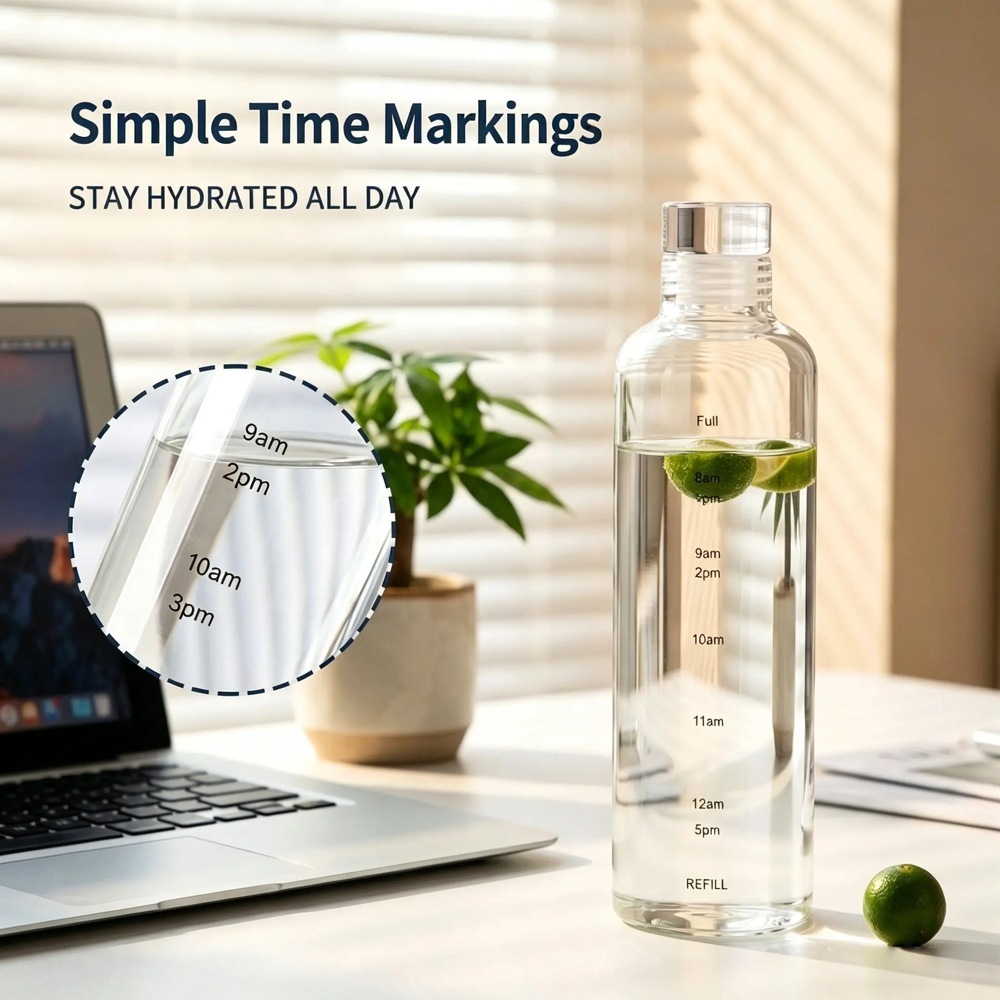 500ML Time Mark Glass Reusable Water Bottle, Portable Leak-Proof Travel Cup, Ideal for Cold Brew Coffee, Lemon Juice, Includes Protective Case, Leakproof Water Bottles, Traveler Water Bottle