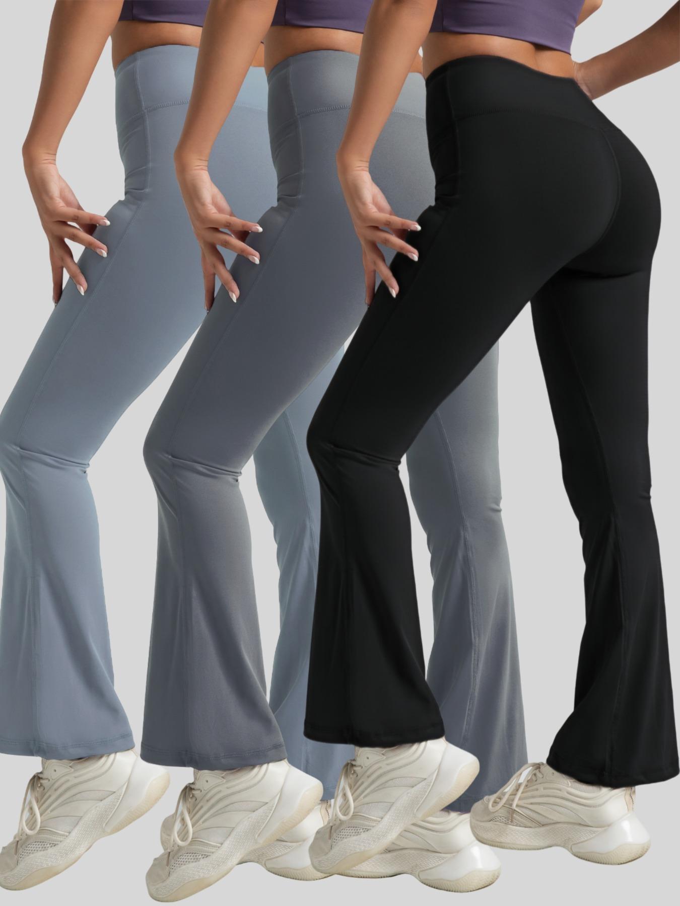 Women's Solid High Waist Flare Leg Sports Leggings, Casual Comfort and Durability Breathable Bell Bottom Skinny Pants for Yoga Gym Workout, Ladies Sportswear for All Seasons, Fitness Yoga Pants, Solid Flared Leggings