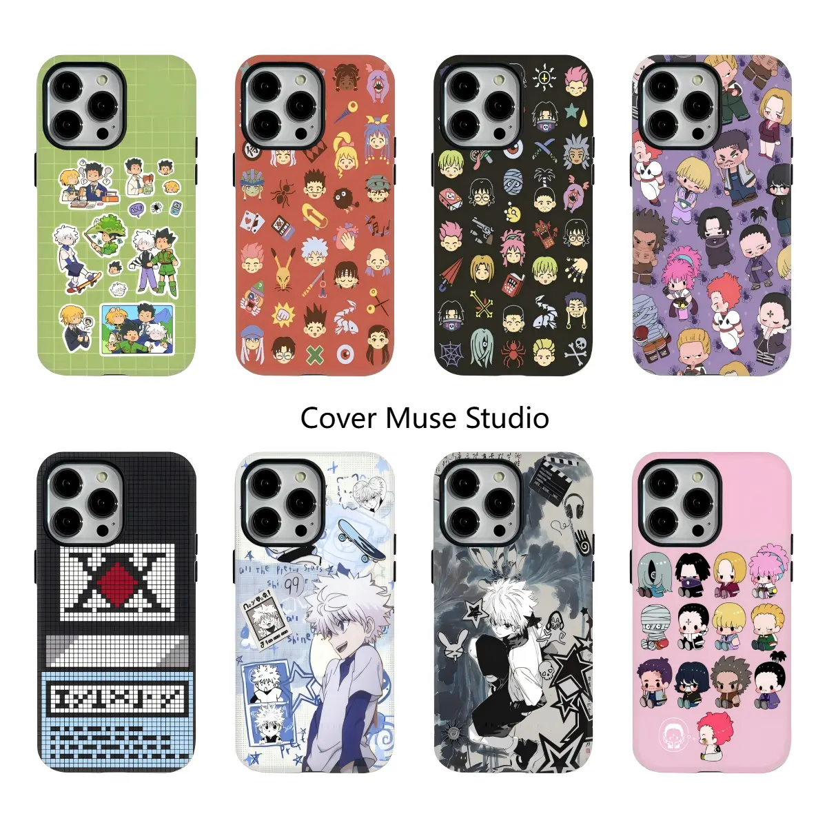 Magnetic Cute Chibi Hunter x Hunter 2-in-1 Film TPU+PC Phone Case - Anime & Manga Character-Based, Lightweight, Slim Fit, Scratch Resistant, Durable Protection, Kawaii HXH Sticker Bomb Aesthetic Cover Compatible with iPhone 17-11 Wireless Accessories