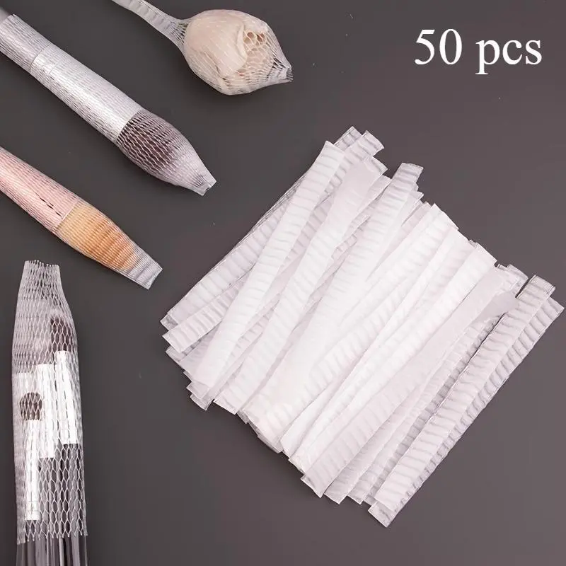 50pcs Mesh Makeup Brush Protectors - Anti-Split Bristle Guards, Unscented Bouquet Sleeve Set