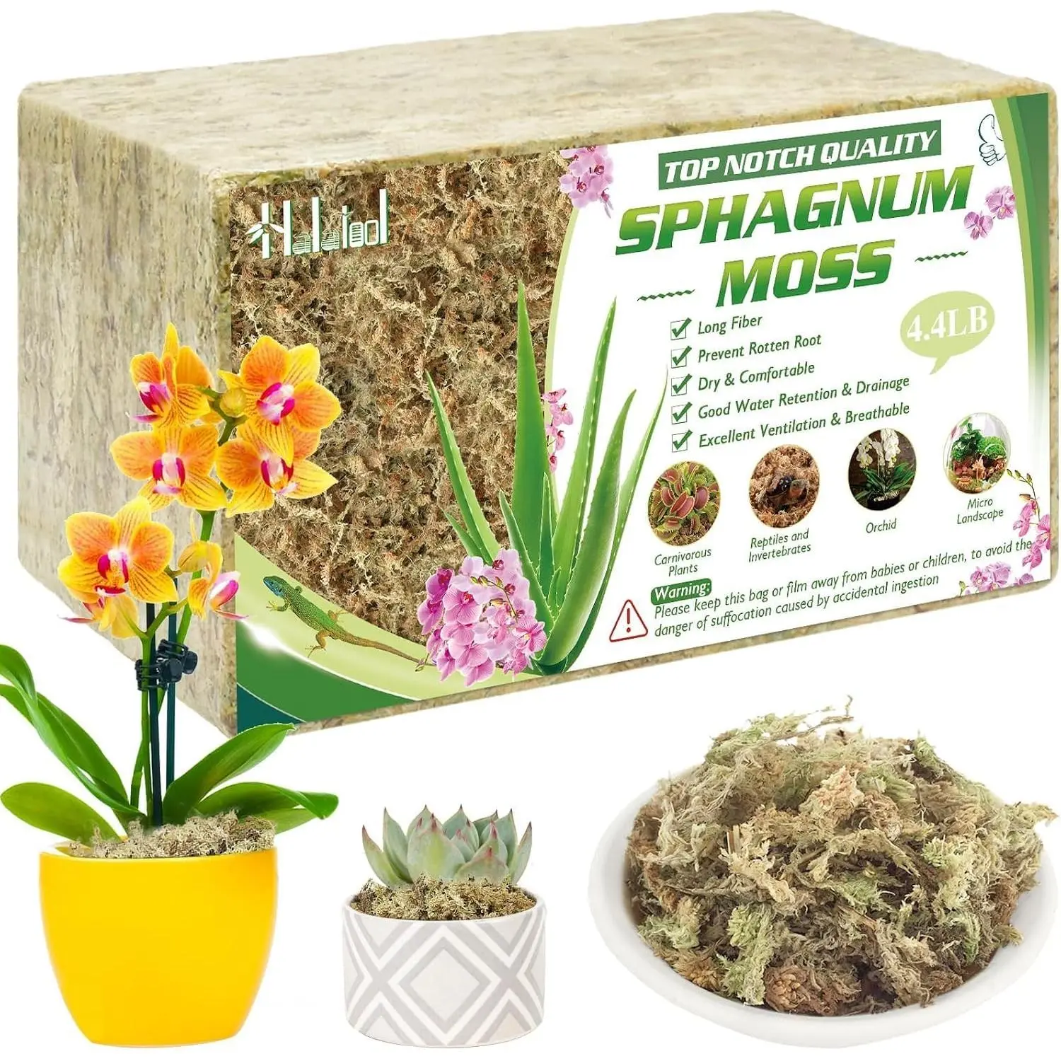 4.4LBS  Sphagnum Moss for  85 QT  Peat Moss Dried Long Fiber Orchid Moss for Orchid Repotting Carnivorous  Garden  Crafts Terrarium and Reptiles