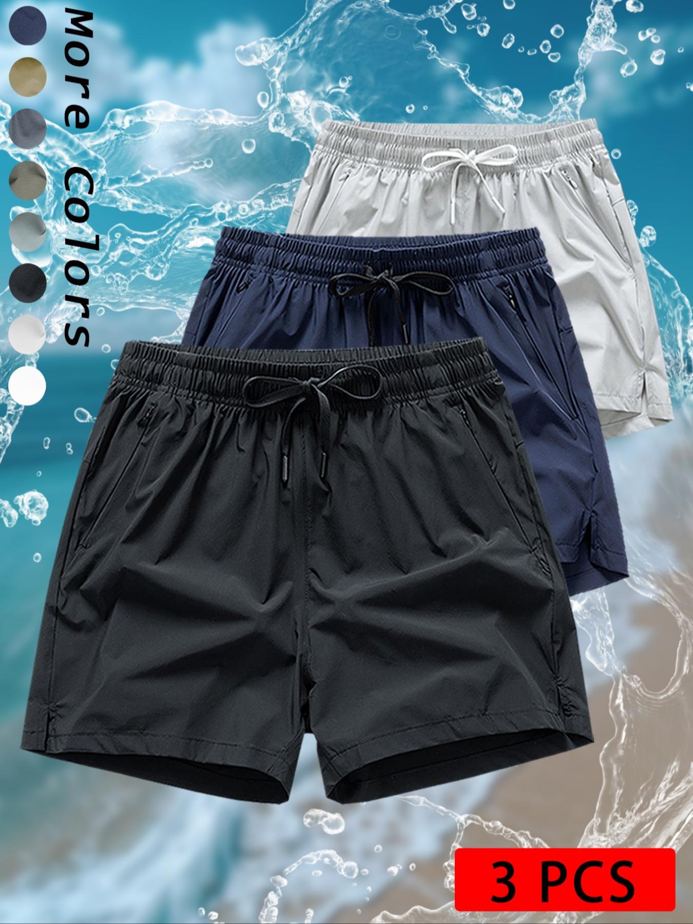 Men's Zipper Pocket Shorts, Regular Fit Casual Drawstring Waist Shorts for Daily Outdoor Wear, Men Bottoms for All Seasons, Casual Sweat Shorts