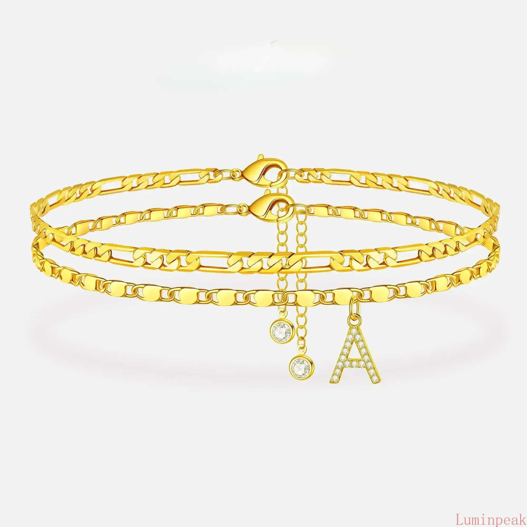 Women's Personalized Minimalist Layered Anklet - Custom A-Z Initial Pendant, Adjustable Gold-Silver Chain, Non Tarnish Jewelry, Ankle Bracelet for Leisure Outdoor Use (Beach, Parties)