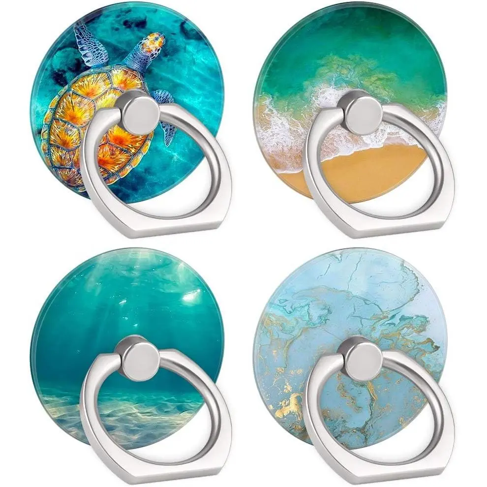 4-Pack Phone Ring Holder 360 Rotation Finger Stand Grip Kickstand for Smartphones and Tablets (Turtle)