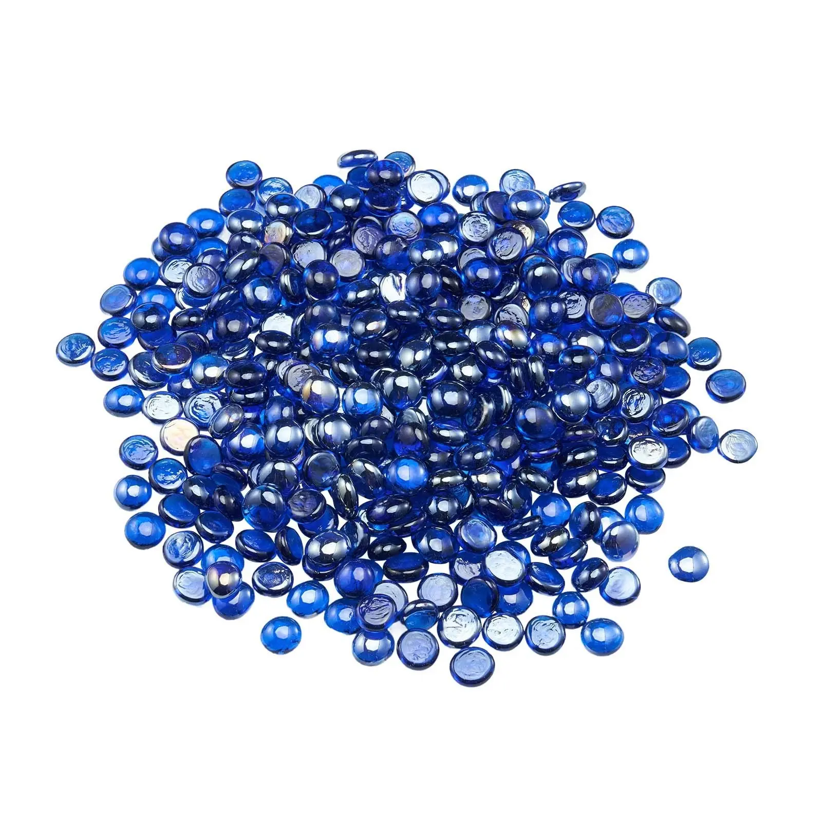 10 Lbs Fire Glass 3/4-Inch Round Glass Rocks For Fire Pit And Gas Fireplace, Cobalt Blue, Reflective Decorative Media For Flame Display, Outdoor Patio Landscaping, Indoor Tabletop Decor, Heat Resistant, Weather Resistant