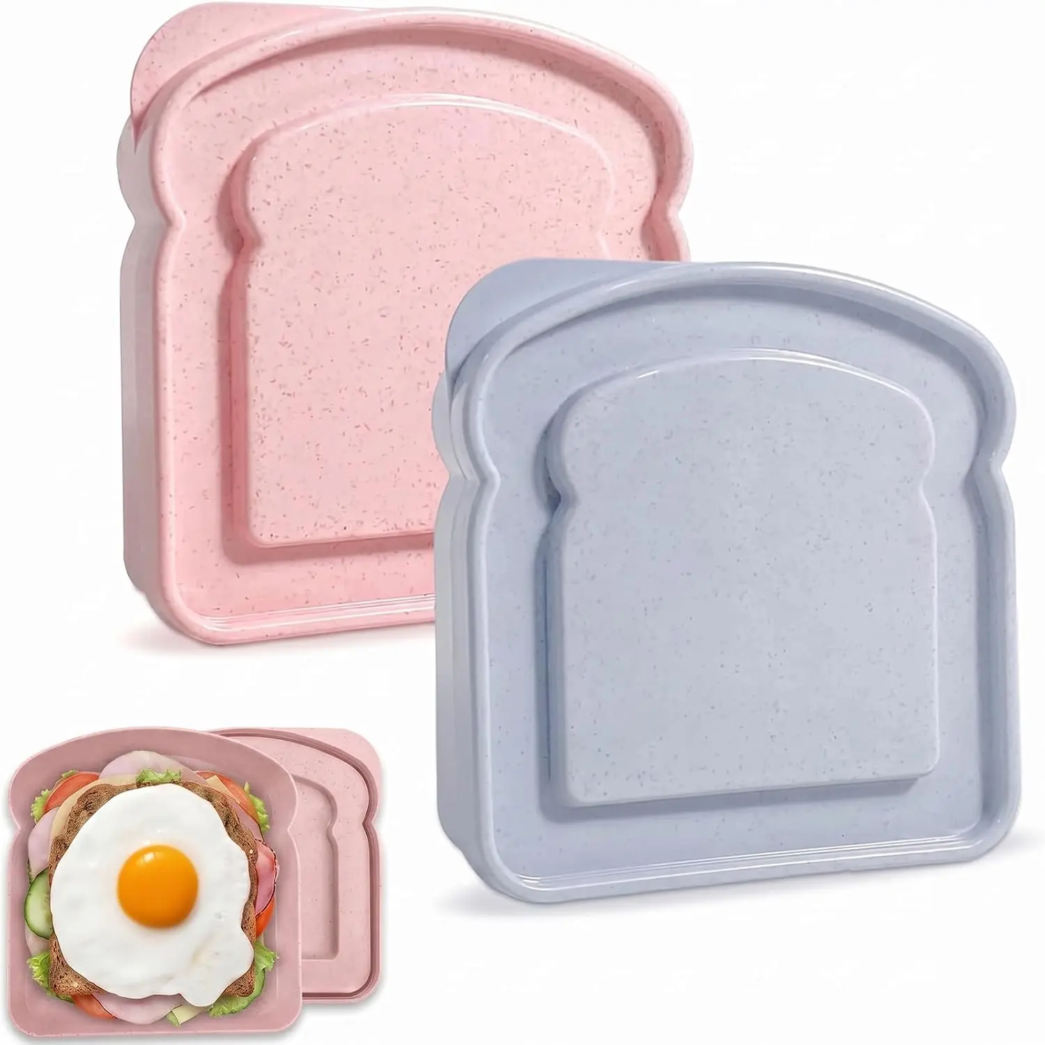 Sandwich Containers For Lunch Boxes,Sandwich Box, Sandwich,Sandwich Box Container,With Lid,Microwave And Dishwasher Safe,Suitable For Sandwiches,Fruits,Snacks (2-Pack)