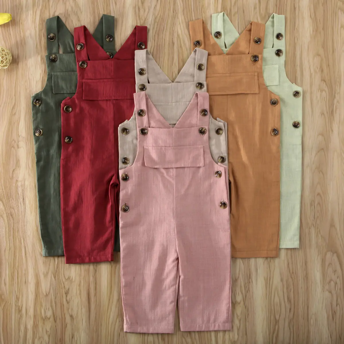 Toddler Boy Girl Clothes Solid Color Overall Suspender Shorts Sleeveless Button Front Jumpsuit Newborn Infant Bodysuit Kids Casual Outfits
