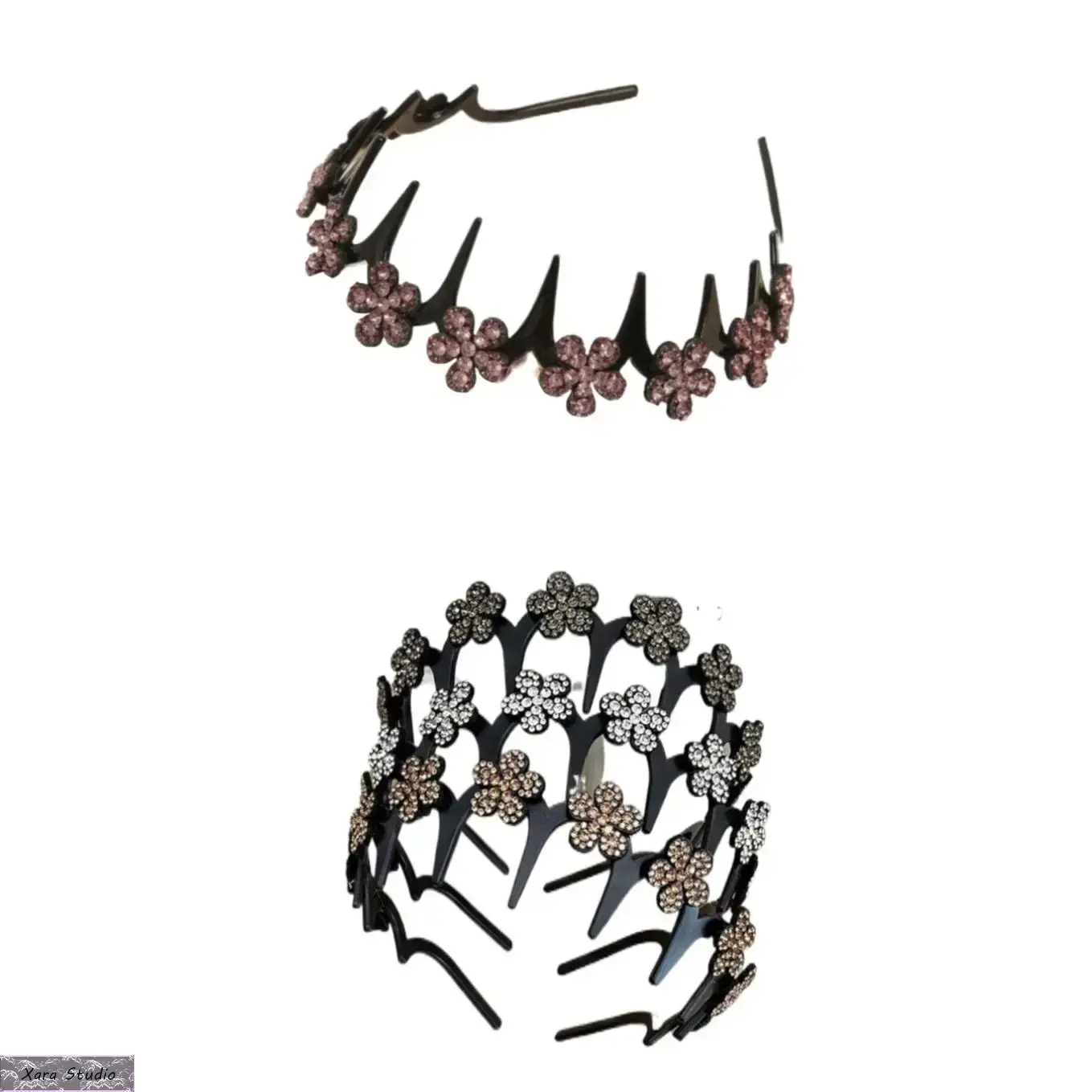 Women's Wavy Beaded Rhinestone Headband - Elegant Butterfly Accents, Lightweight No-Slip Bling Hair Fashion, Rhinestone Hair Accessory for Weddings, Parties, Rhinestone Hair Accessories