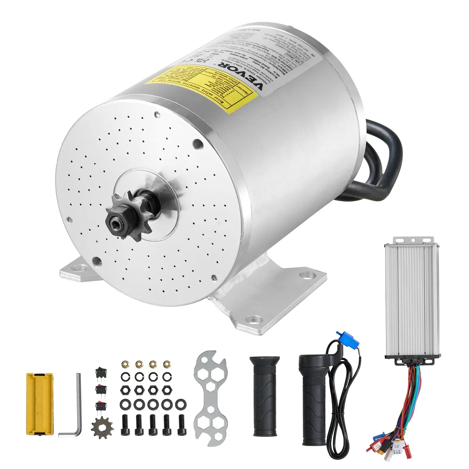 VEVOR 1800W Brushless DC Electric Motor DIY Set - 48V, 4500rpm Motor with Upgraded Speed Controller, Throttle Grip Kit for Go Karts, E-Bikes