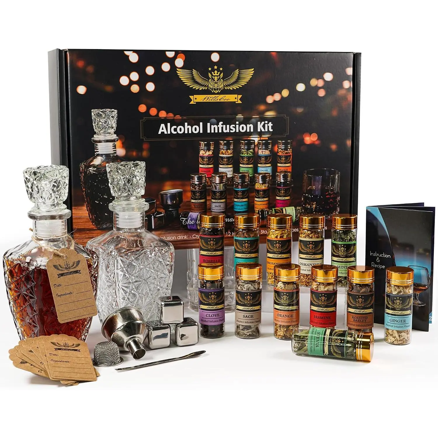 Infusion Kit for Infusing , Gin, , , Rum - DIY Your Own Flavored  with  Ingredients - Anniversary, Birthday  for Men, Husband