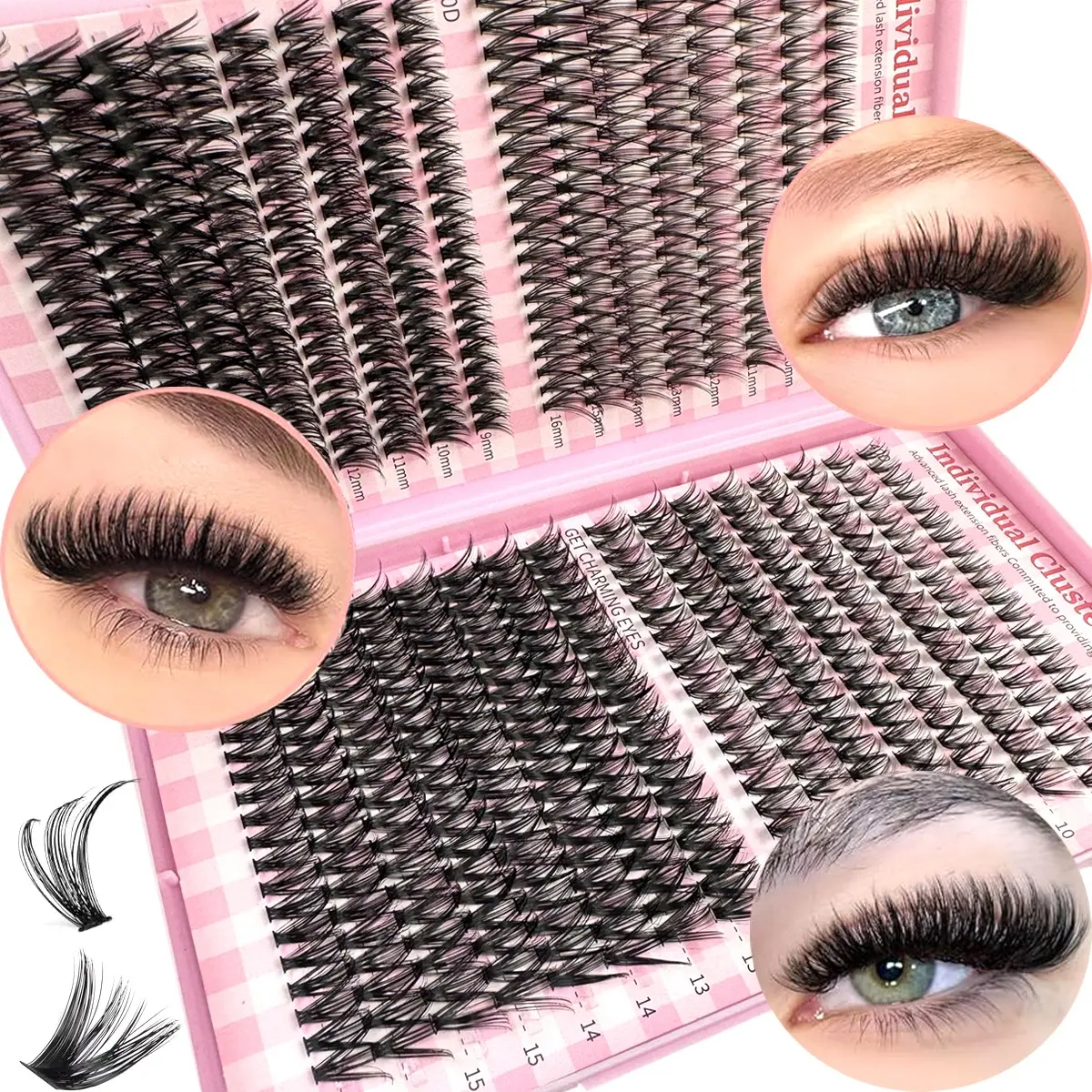 640pcs eyelash book set, Eyelash clusters kit, 8D fluffy, DIY eyelash clusters, Russian eyelash grafting set, 30D40D50D, D-type curled eyelash cluster set, 9-16mm DIY eyelash grafting
