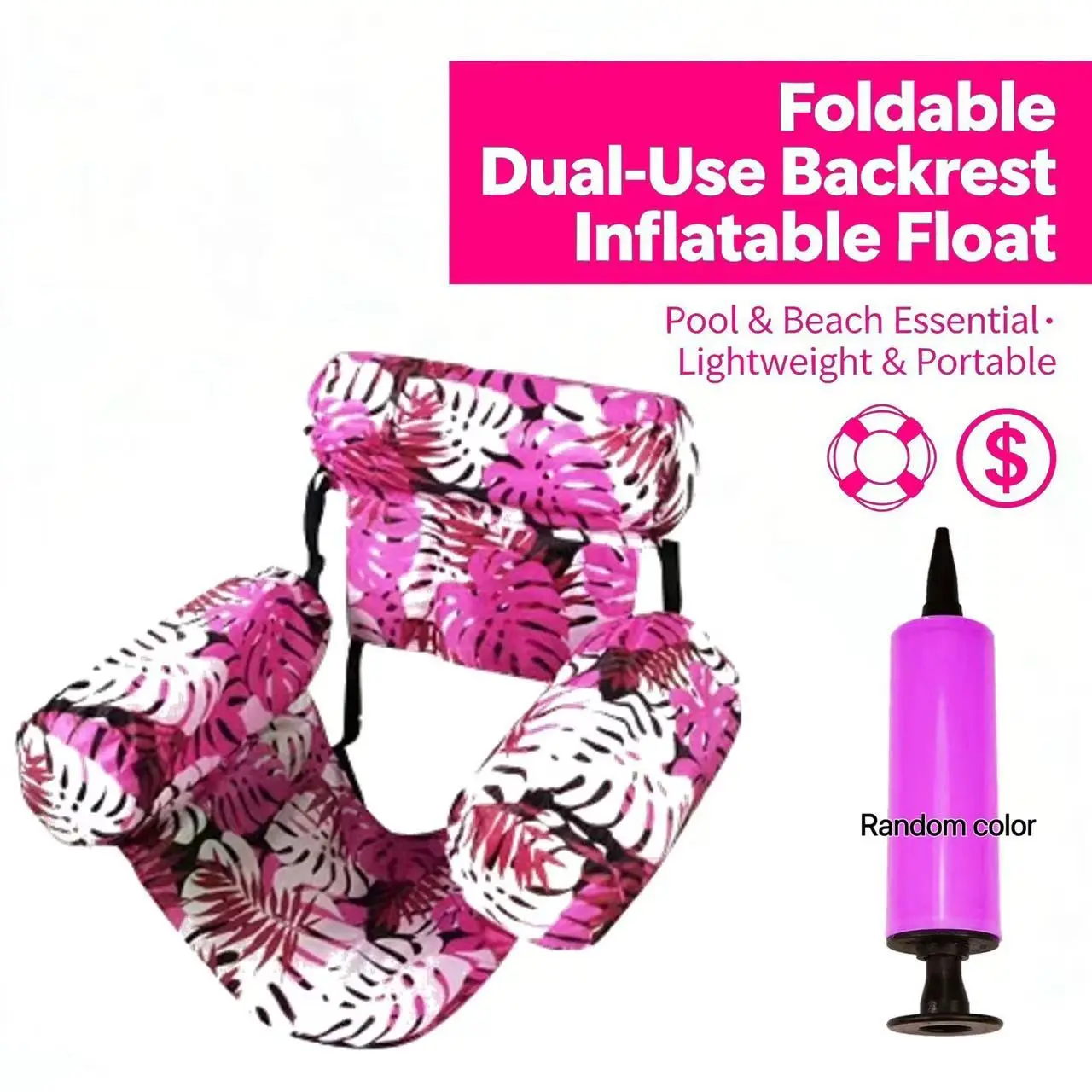 Foldable Dual-Purpose Inflatable Floating Sofa with Backrest, Thickened Waterproof Canvas Pool Lounger with Pump, Portable Floating Chair for Beach and Pool Parties, Inflatable Pool Floaters