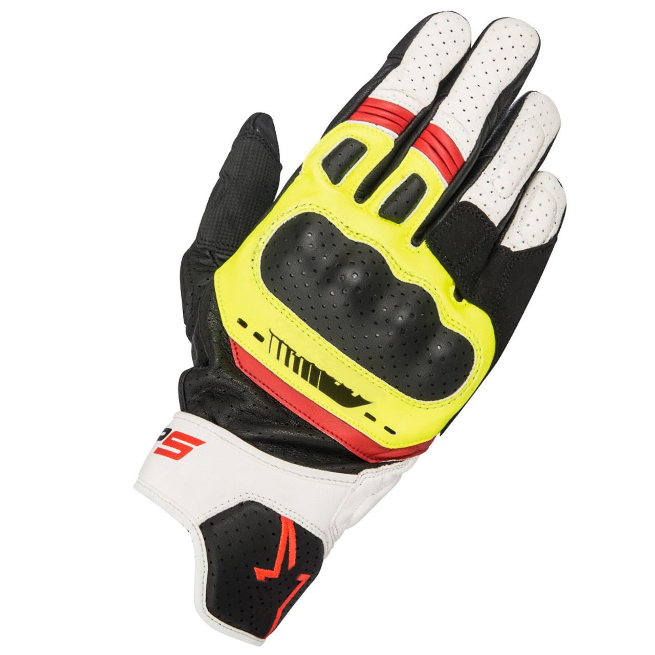 A Stars SP5 Summer Motorcycle Riding Gloves Premium Leather Touchscreen Racing Gloves Anti Slip Abrasion Resistant for Street Bike Enthusiasts