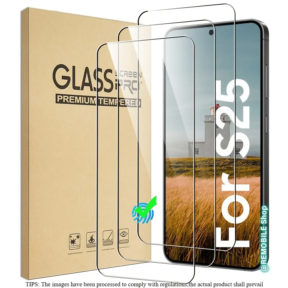 3 Pack Glass Screen Protector for Galaxy S25 S24 S23 S22 S21 Smartphone, Mobile Phone Accessory, Fingerprint Unlock, HD Clear Case Friendly Anti-Scratch, Full Coverage Tempered Glass Screen Protector for Galaxy S25 FE
