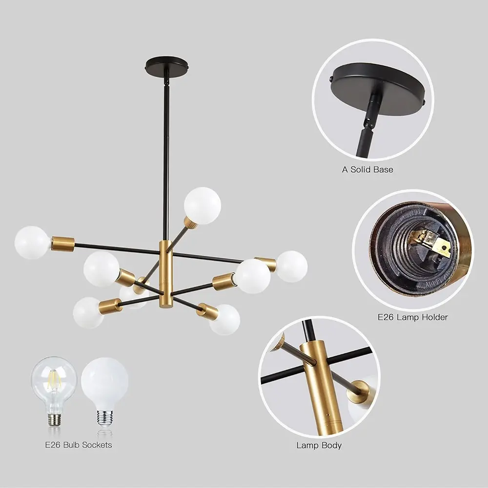 Modern 8-Head Chandelier Ceiling Light, Adjustable Recessed Light, E27 Base, Ceiling Lamp, Living Room, Bedroom, Kitchen Fixture, Bedroom Lighting, Decorative Atmosphere Lighting, Elegant Lighting, Interior Lights