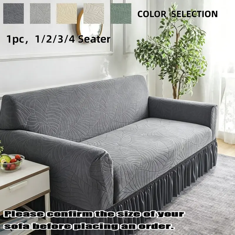 Elastic Leaf Pattern Sofa Cover, Washable Sofa Covers, Stain-Resistant Full Couch Protector, Suitable for Families with Kids and Pets, Spring Summer Home Refresh, Elastic Fit