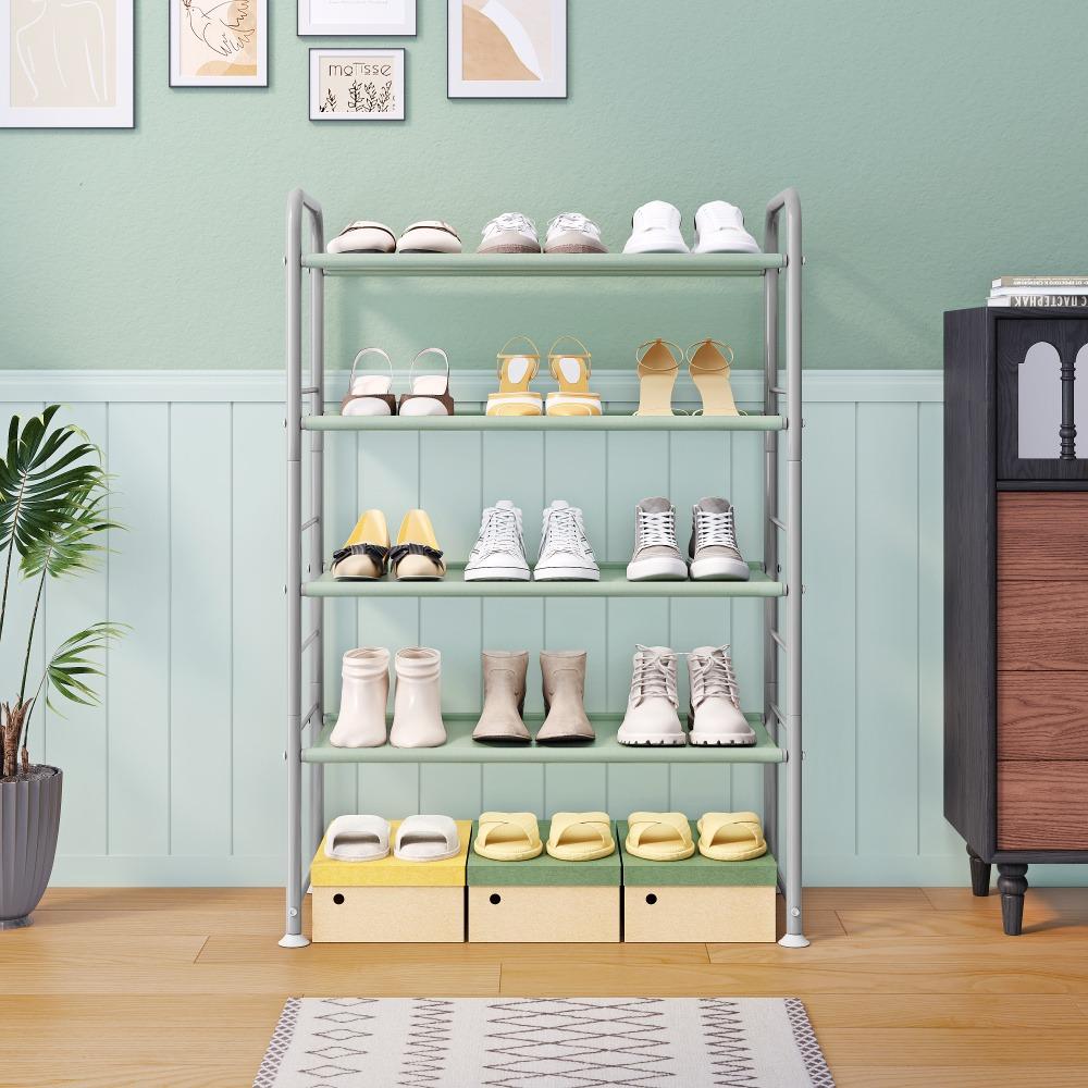 SUOERNUO Adjustable Shoe Rack - 2-5 Tier Steel Organizer! Holds 8-20 pairs of shoes, boots, or sneakers. Non-slip, tool-free assembly, space-saving for small spaces. Durable & easy to clean—perfect for homes, dorms, or offices