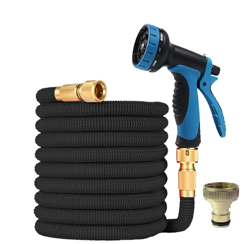 10 Adjustable Spray Modes Blue Handheld Spray Gun, spray nozzle for hose, Expandable Magic Garden Hose Kit, Retractable Flexible Water Hose for Car Washing, Garden Watering